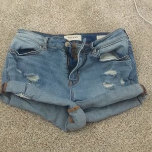 PACSUN lightwash ripped super stretch shorts